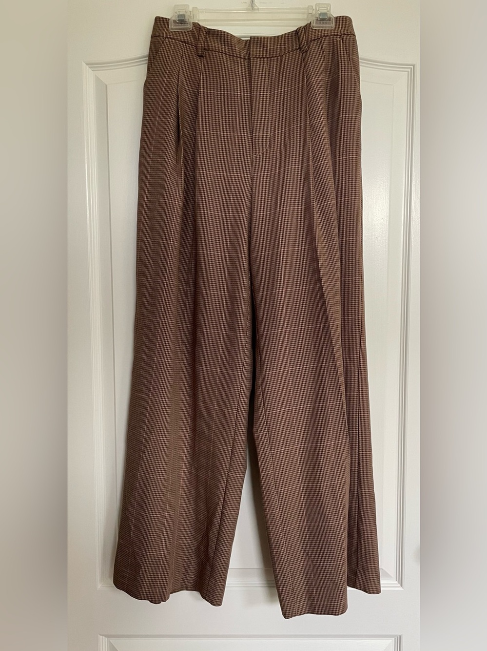 Maeve The Avery Brown Plaid Wide-Leg Trousers